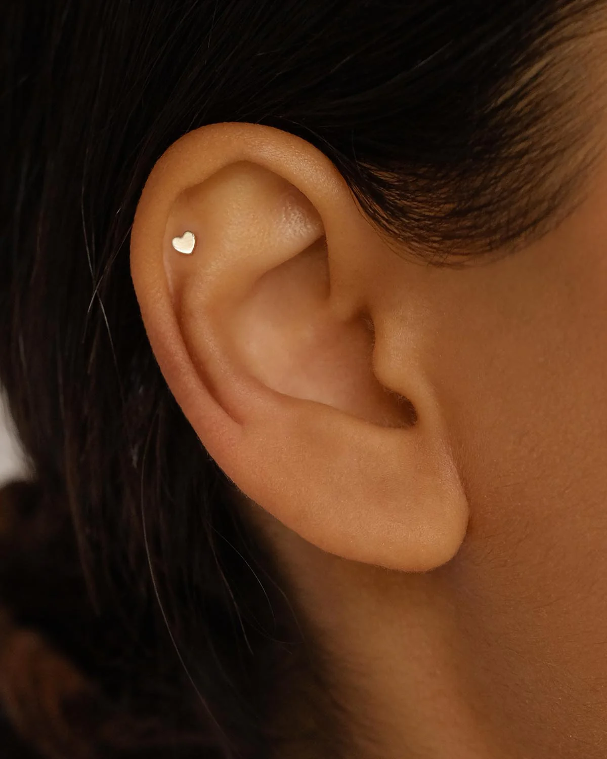14k Solid Gold Sweetheart Cartilage Flatback Earring