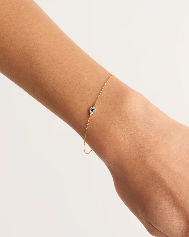 14k Solid Gold Evil Eye Bracelet