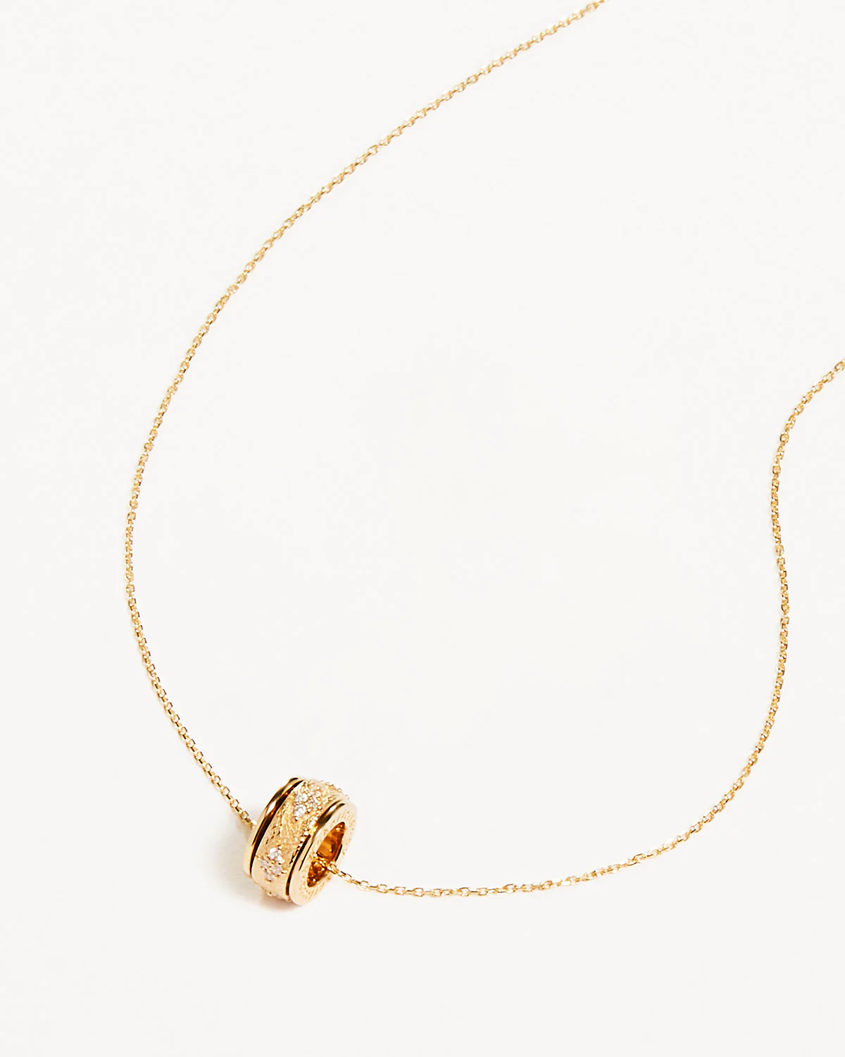 14k Solid Gold Breathe Spinning Meditation Lab-Grown Diamond Necklace