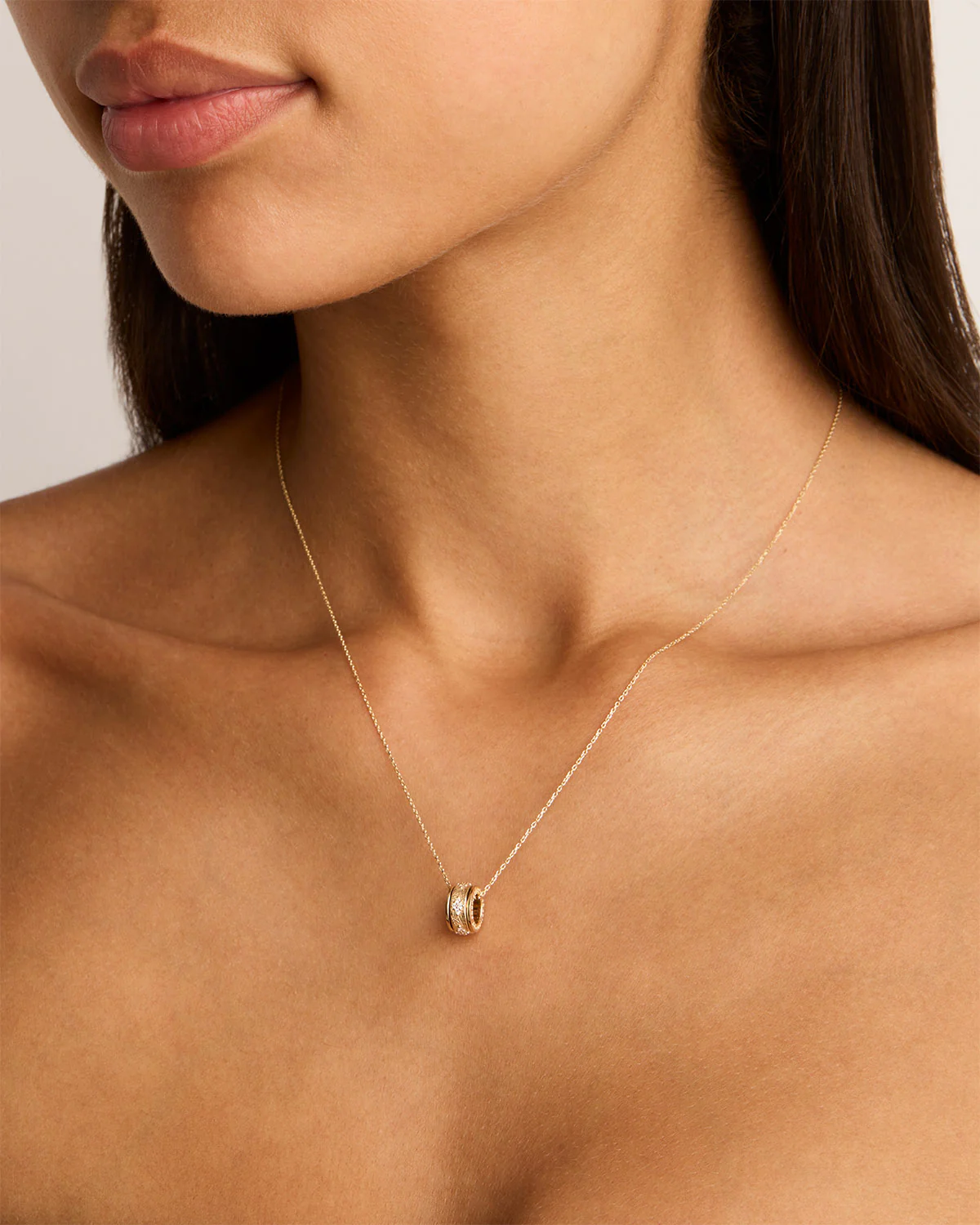 14k Solid Gold Breathe Spinning Meditation Lab-Grown Diamond Necklace
