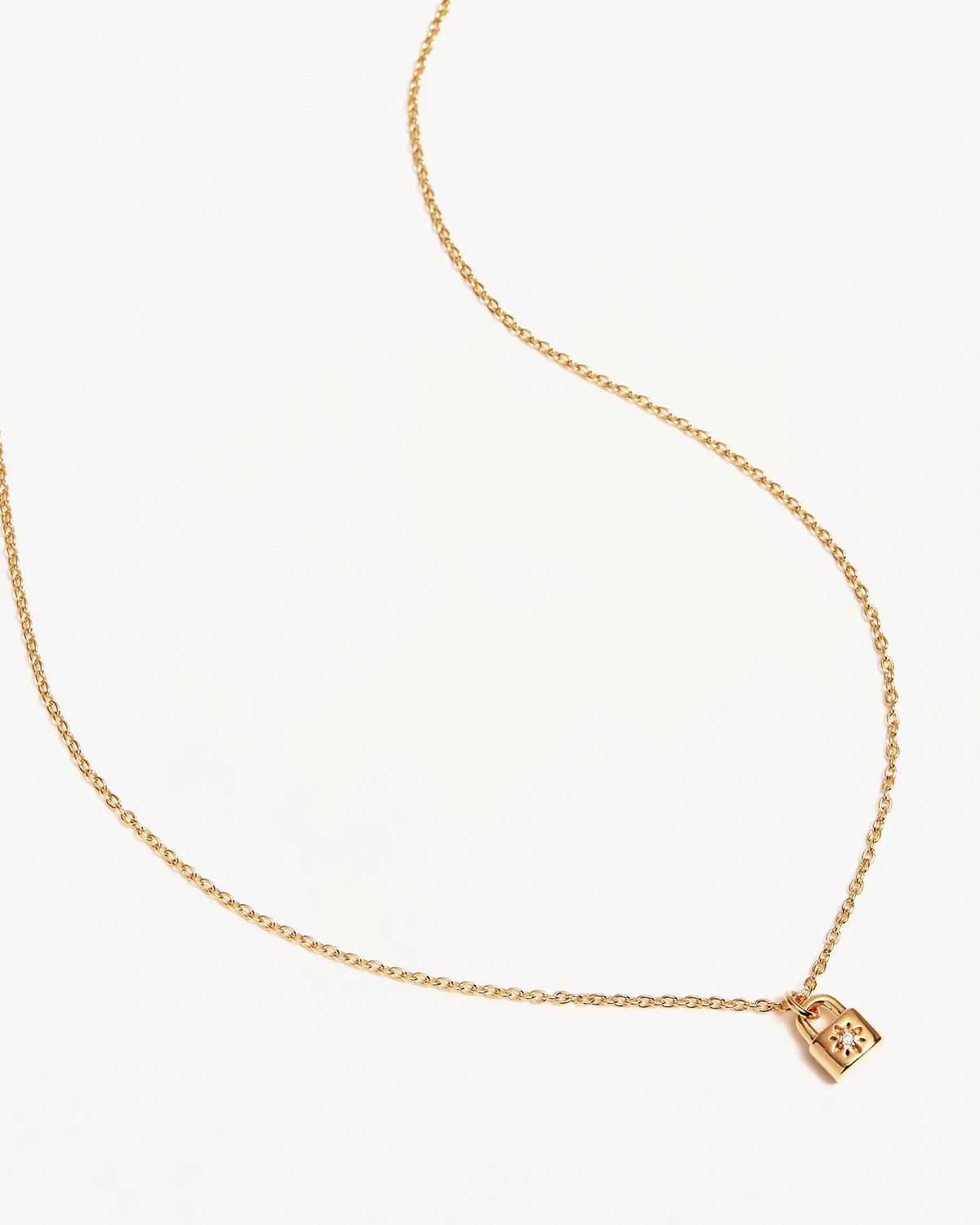 18k Gold Vermeil Crystal Lotus Padlock Necklace
