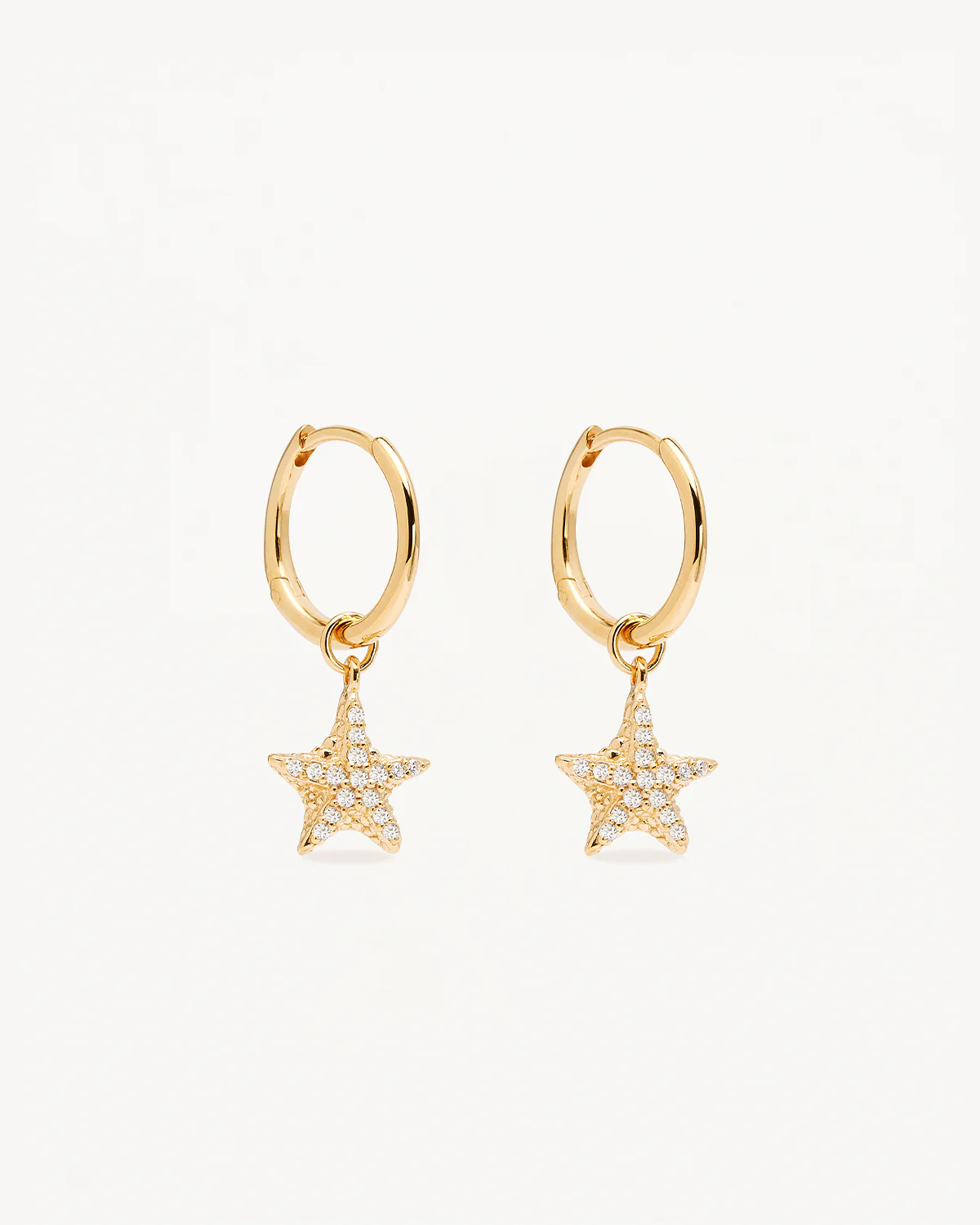 18k Gold Vermeil By the Sea Crystal Starfish Hoops