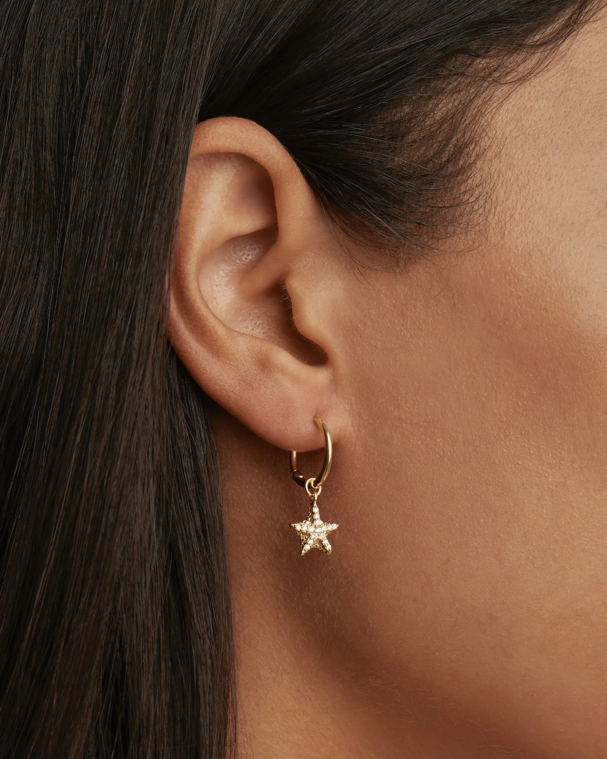 18k Gold Vermeil By the Sea Crystal Starfish Hoops