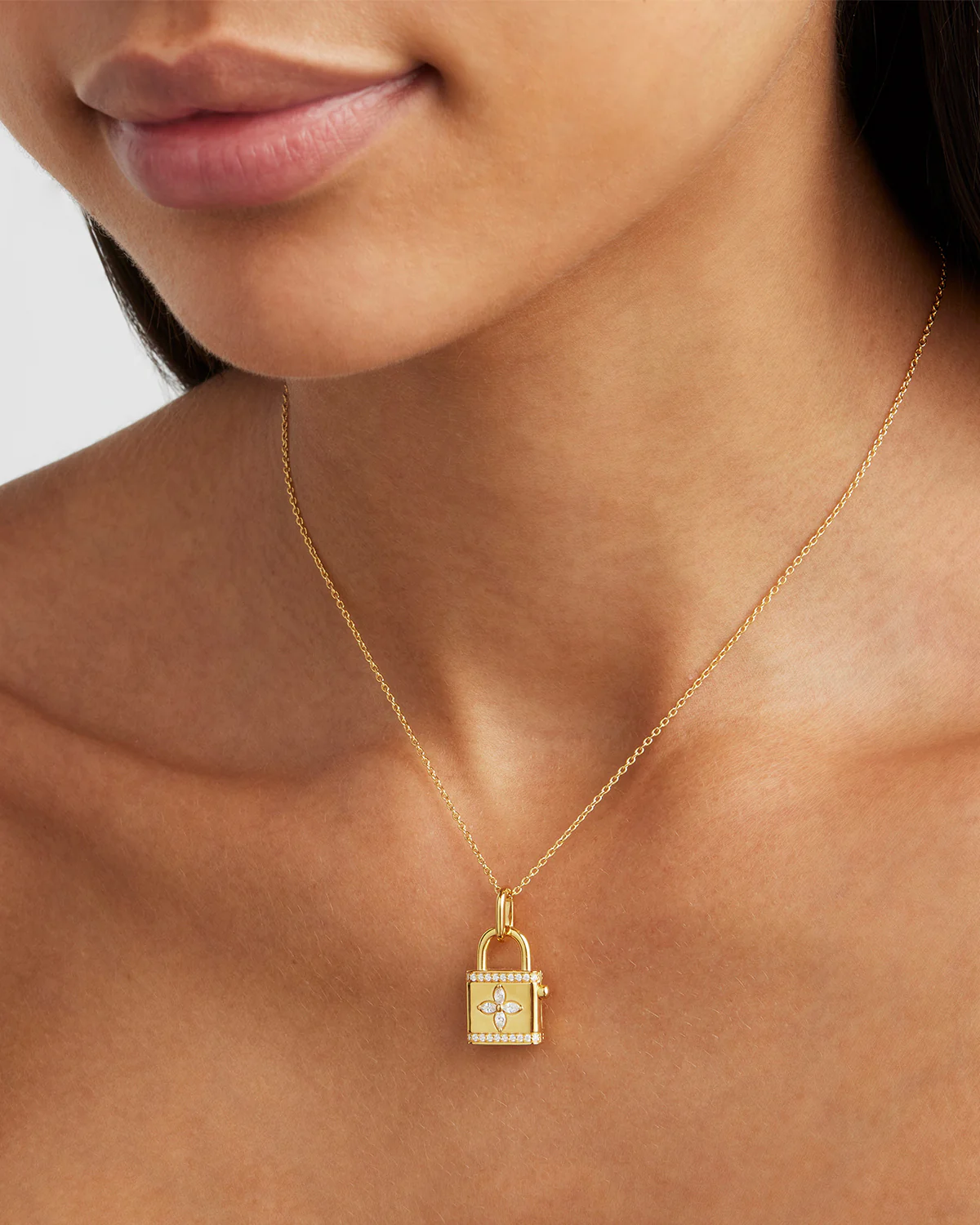 18k Gold Vermeil Bloom With You Lotus Padlock Pendant