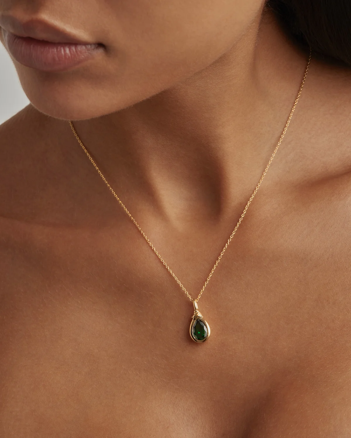 18k Gold Vermeil Soul Searching Necklace - Ocean Green