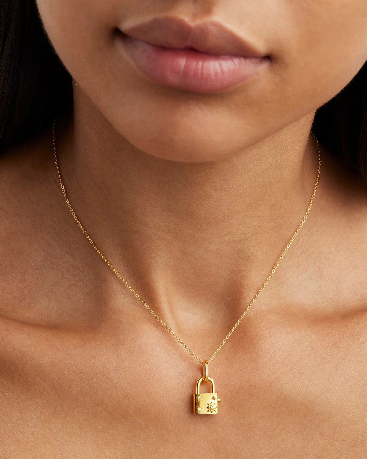 18k Gold Vermeil Promise of Us Lotus Padlock Pendant
