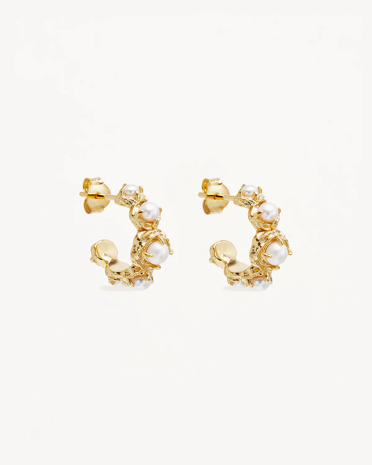 18k Gold Vermeil Peace Within Pearl Hoops