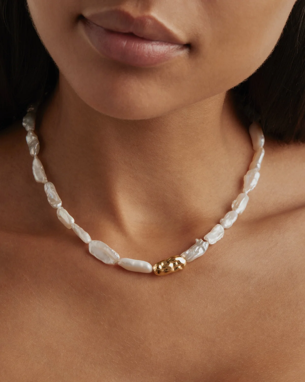 18k Gold Vermeil Peace Within Pearl Choker