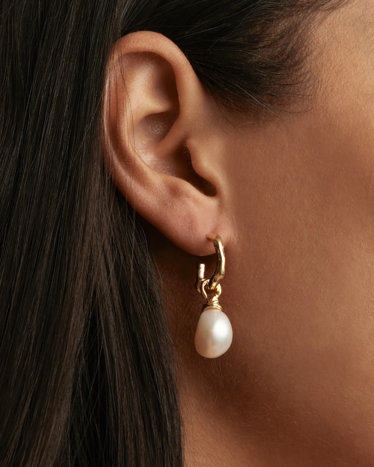 18k Gold Vermeil Whispers of Tranquillity Pearl Hoops