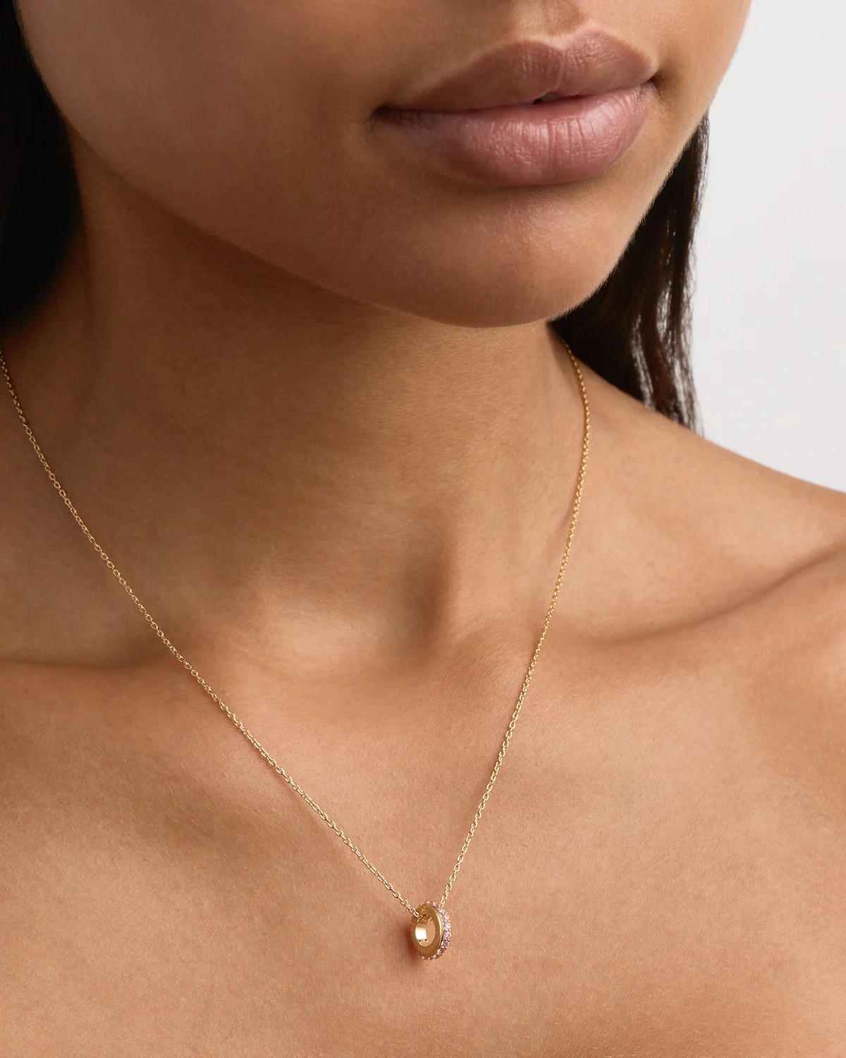 18k Gold Vermeil Pink Crystal Halo Petal Charm