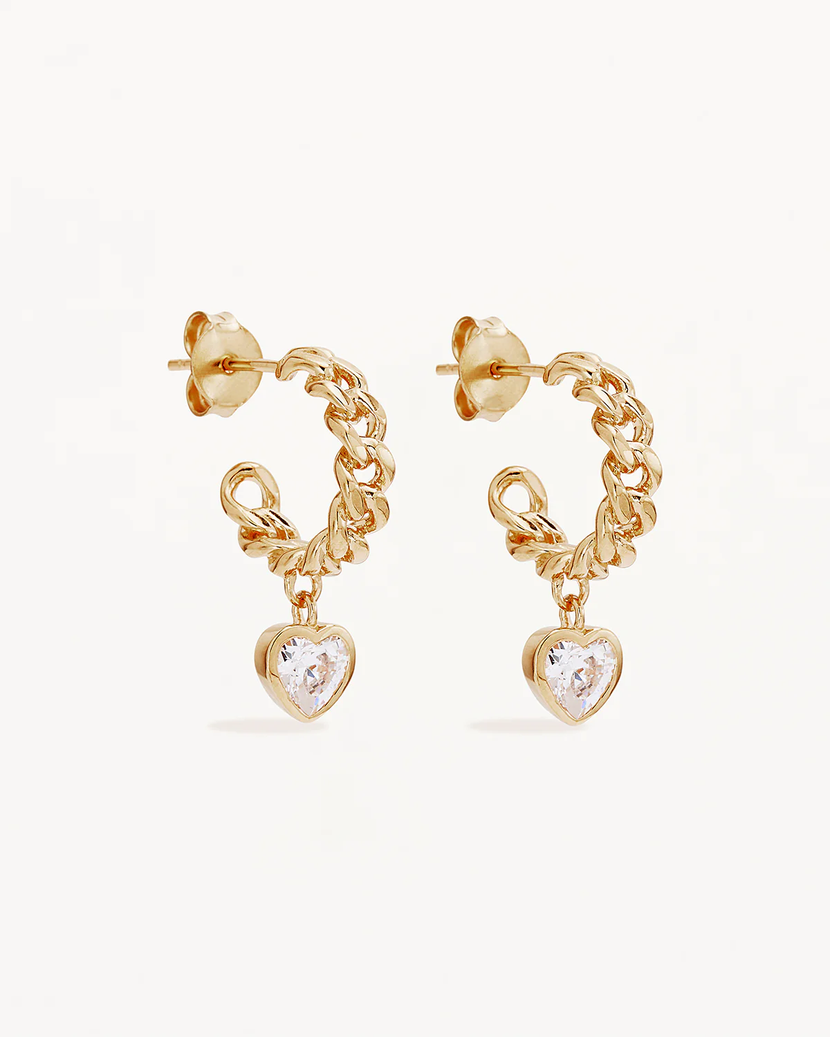 18k Gold Vermeil Radiant Heart Curb Hoops
