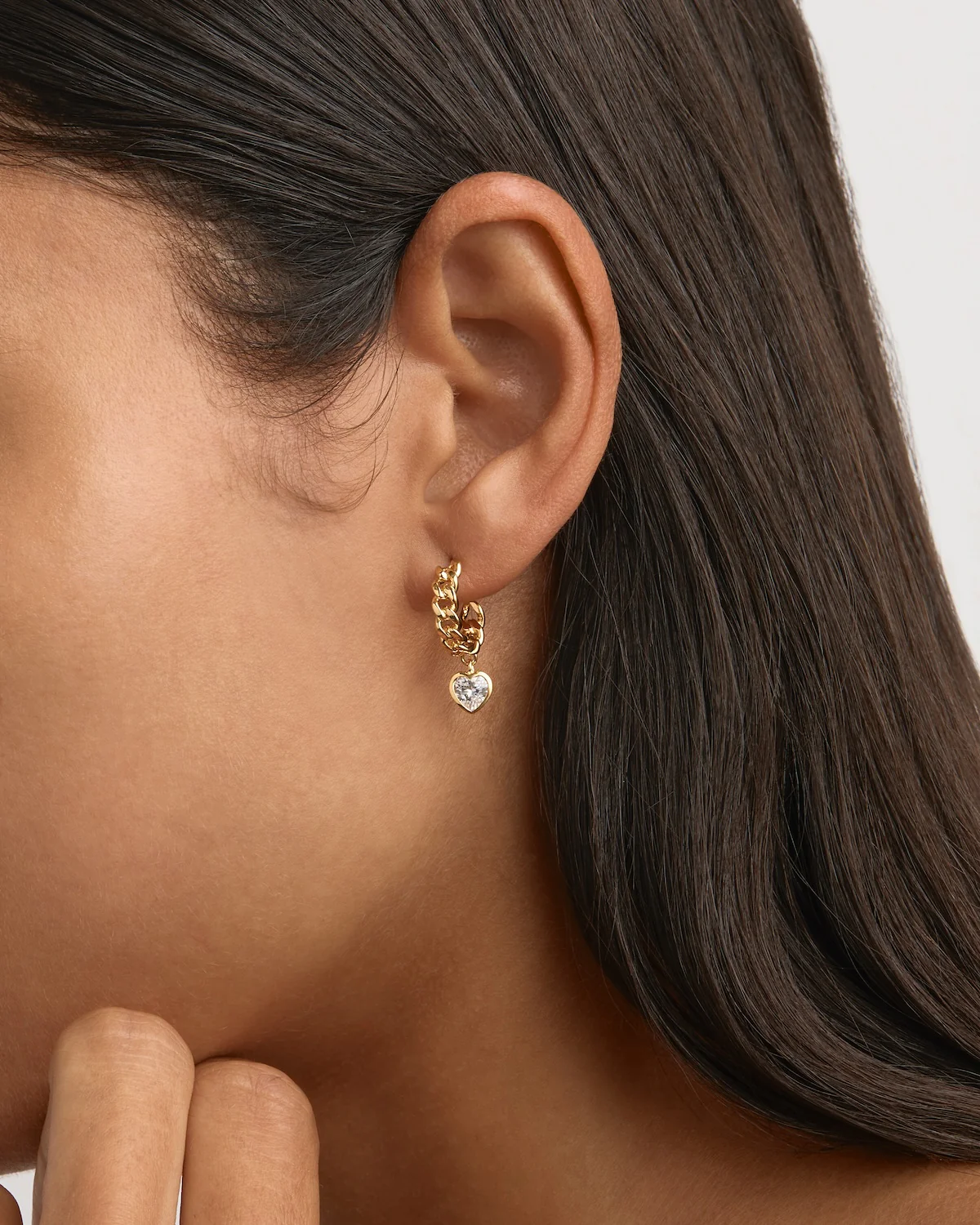 18k Gold Vermeil Radiant Heart Curb Hoops