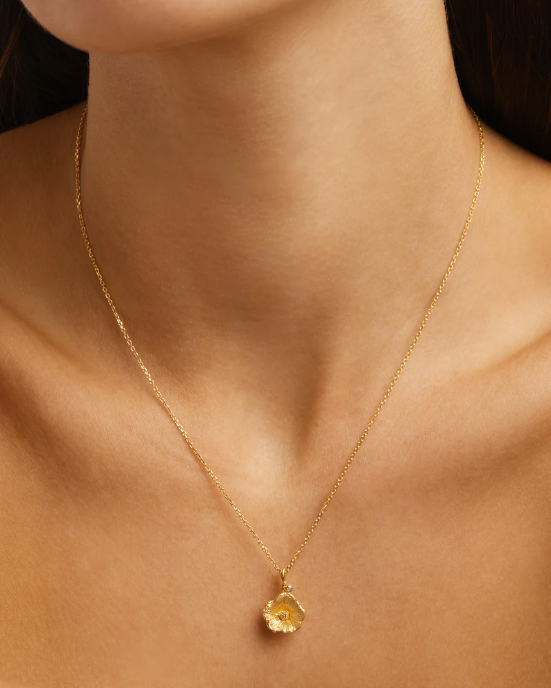 18k Gold Vermeil Morning Glory September Birth Flower Necklace