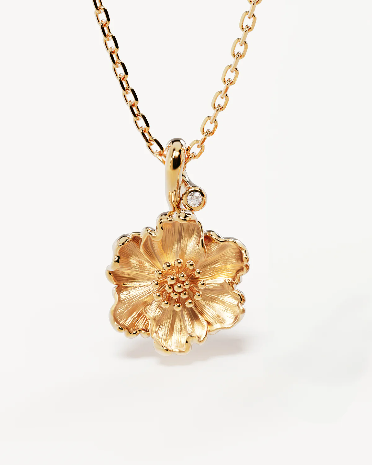 18k Gold Vermeil Poppy August Birth Flower Necklace
