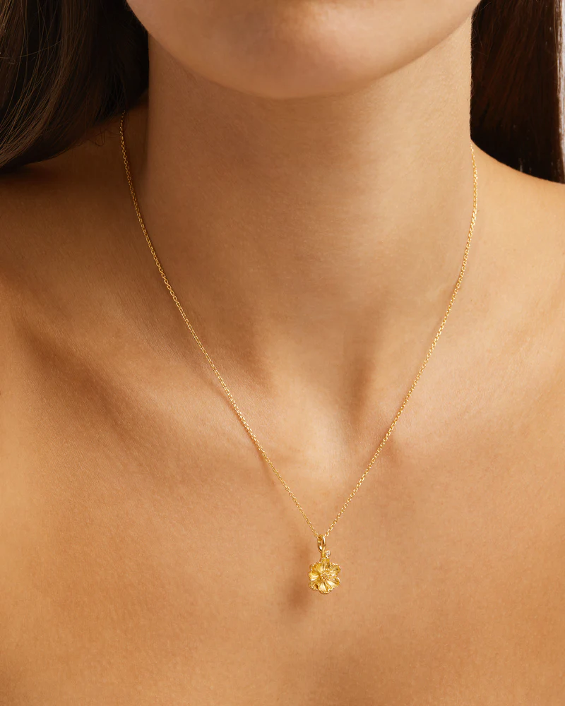 18k Gold Vermeil Poppy August Birth Flower Necklace