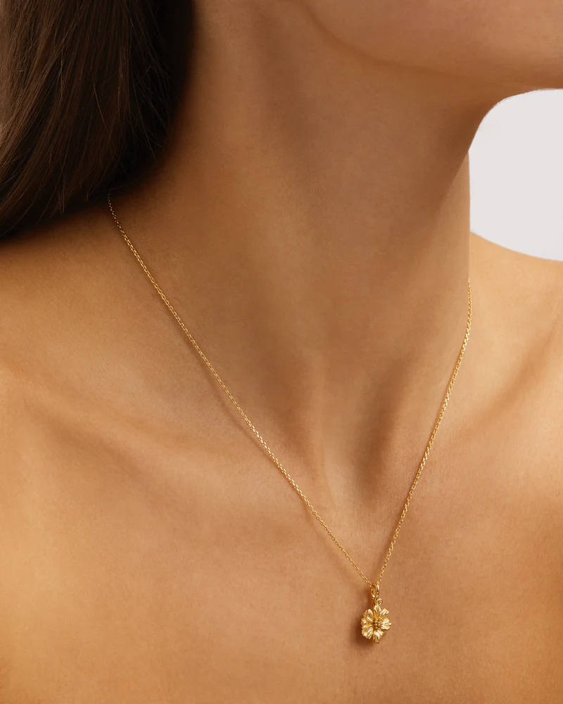18k Gold Vermeil Cosmos October Birth Flower Necklace