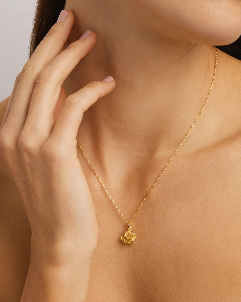 18k Gold Vermeil Rose June Birth Flower Necklace