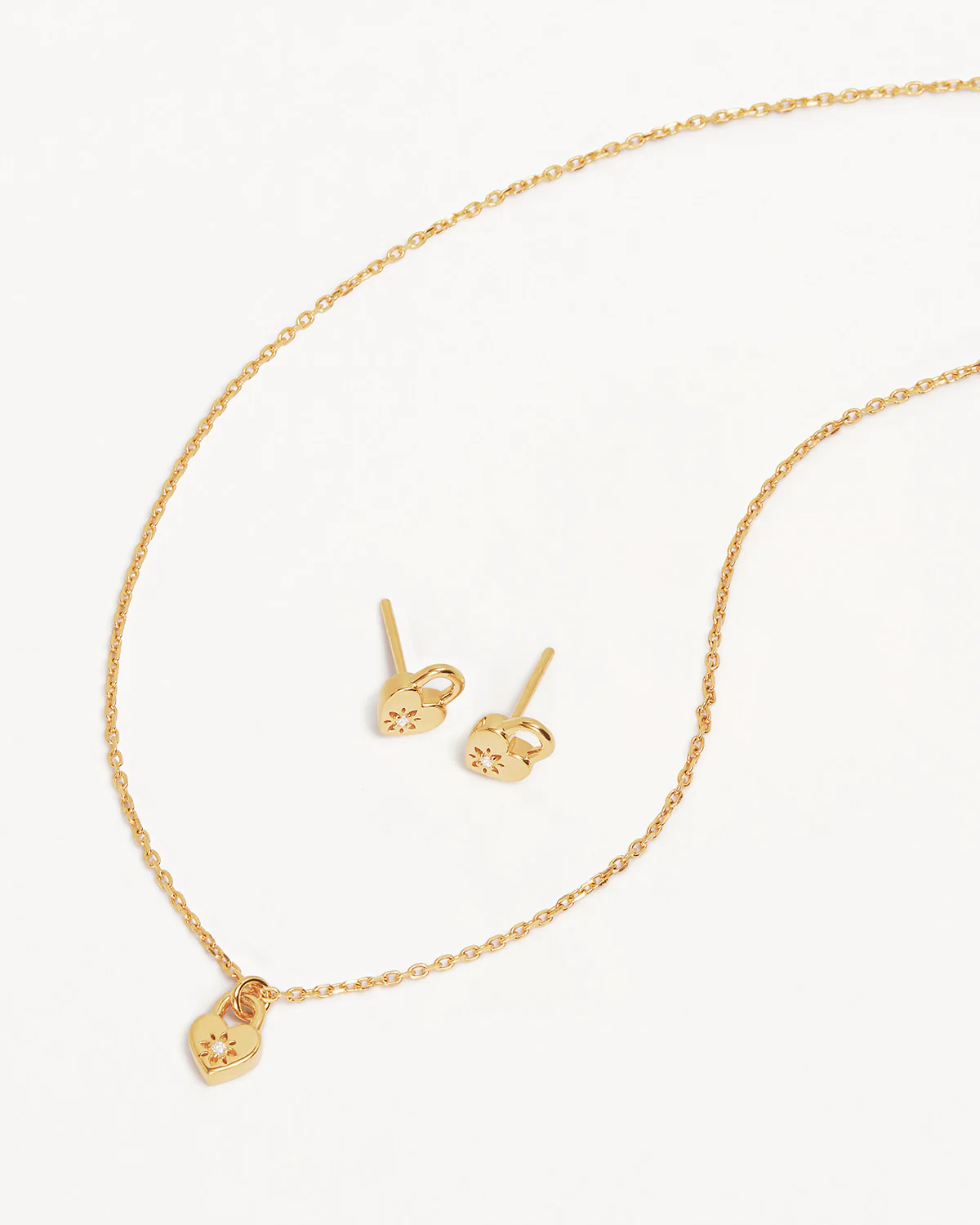 18k Gold Vermeil Crystal Lotus Heart Padlock Gift Set
