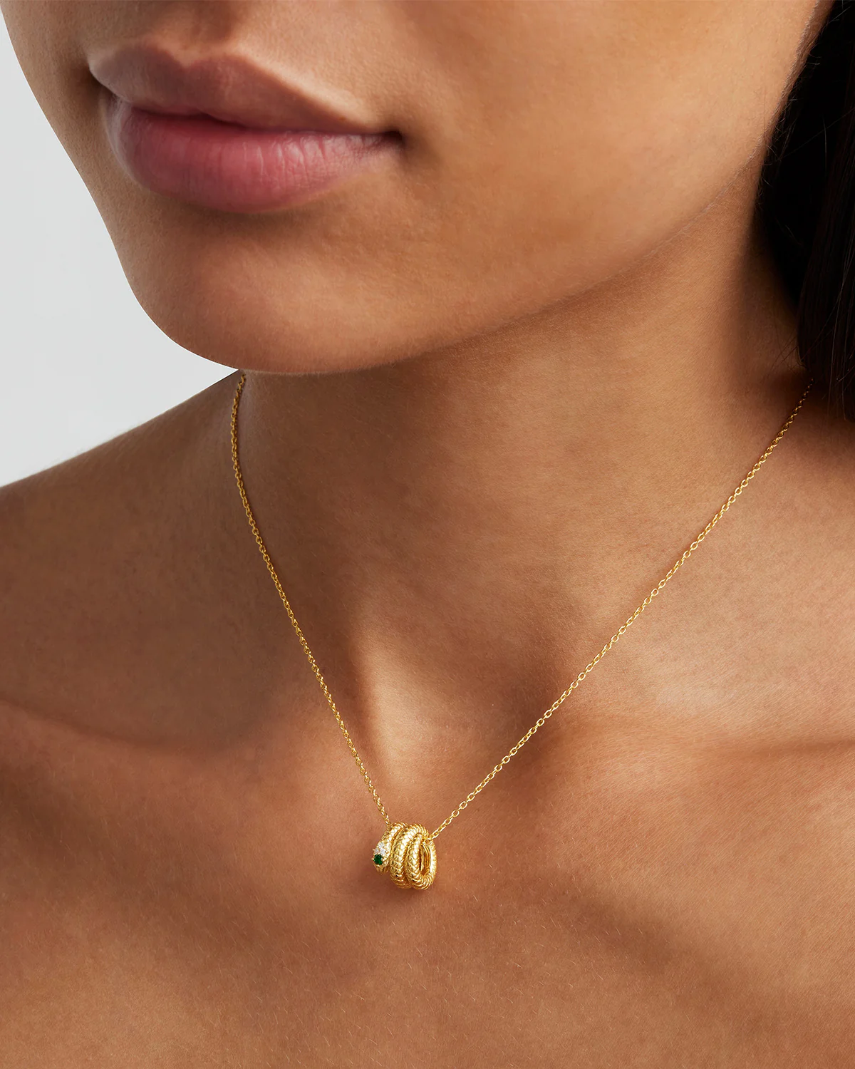 18k Gold Vermeil 18" Snake Petal Charm Necklace