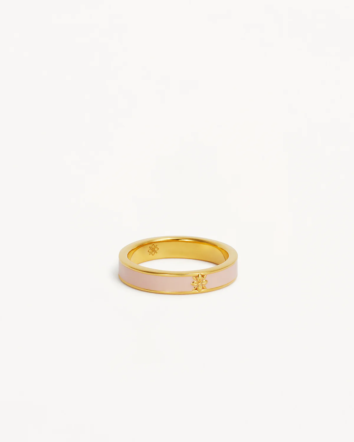 18k Gold Vermeil Born to Bloom Enamel Ring - Rose Quartz