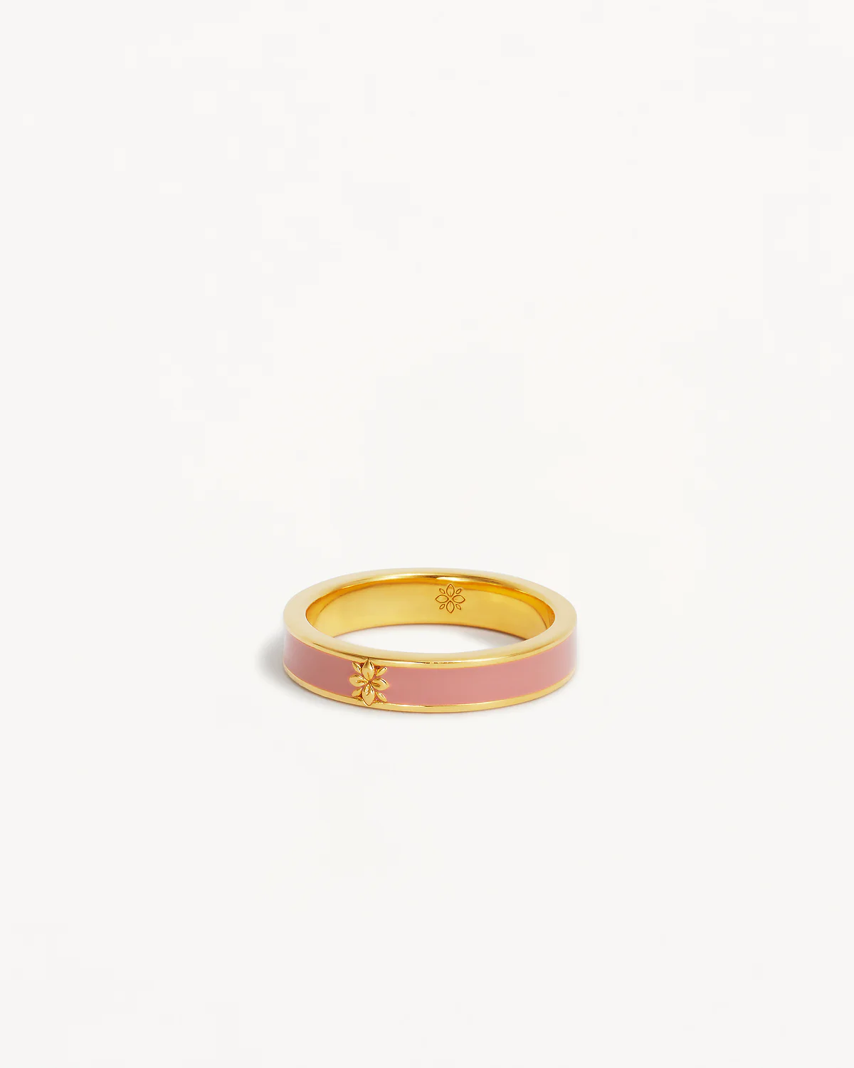 18k Gold Vermeil Born to Bloom Enamel Ring - Pink Clay