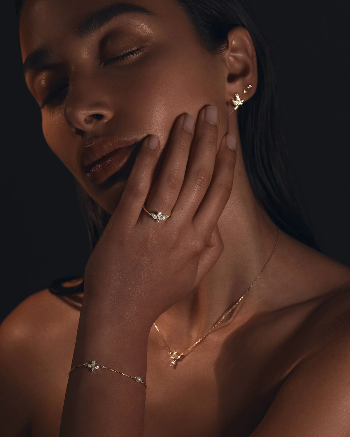 18k Solid Gold Floating Lotus Lab-Grown Diamond Ring