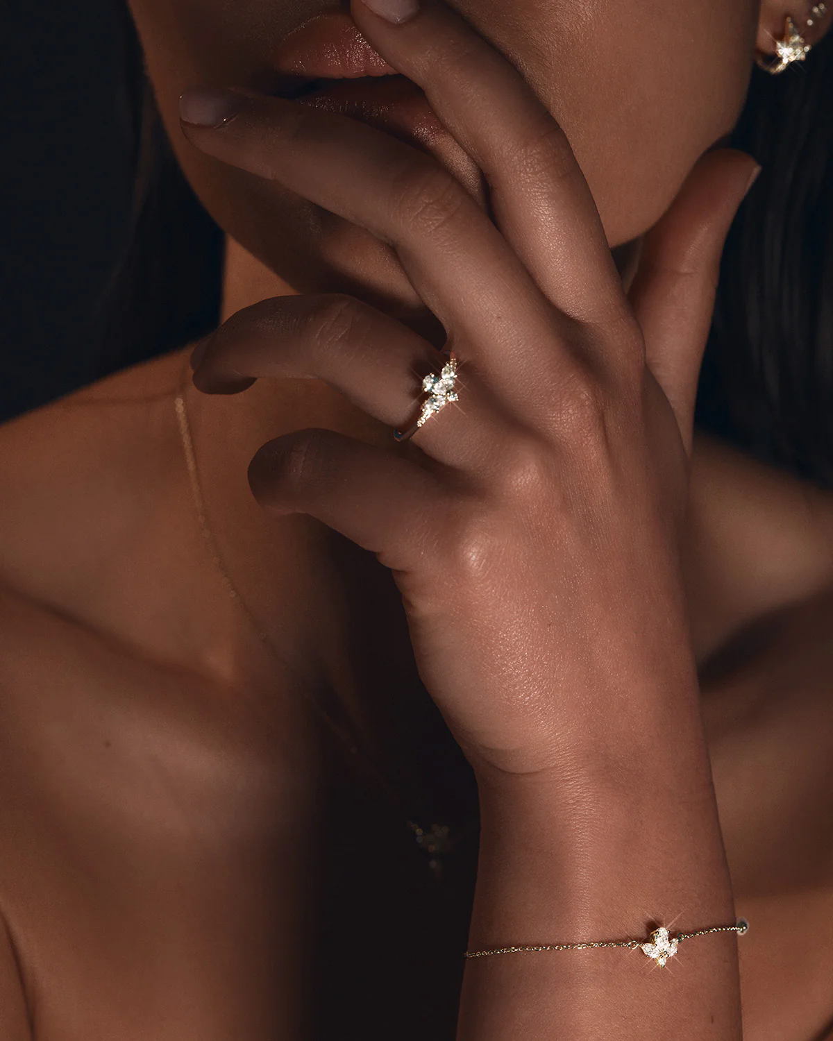 18k Solid Gold Floating Lotus Lab-Grown Diamond Pearl Bracelet