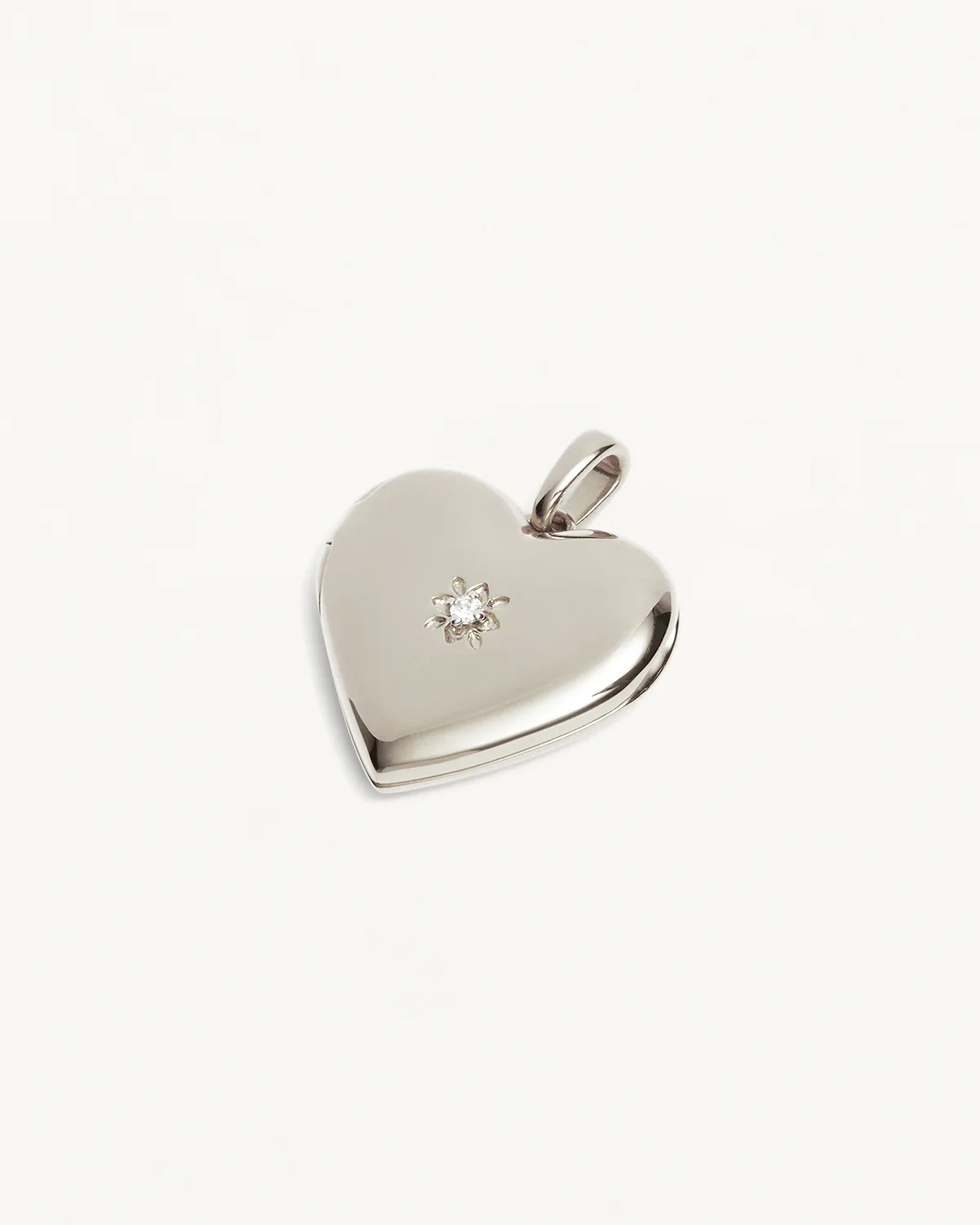 Sterling Silver Large Heart Lotus Locket Pendant