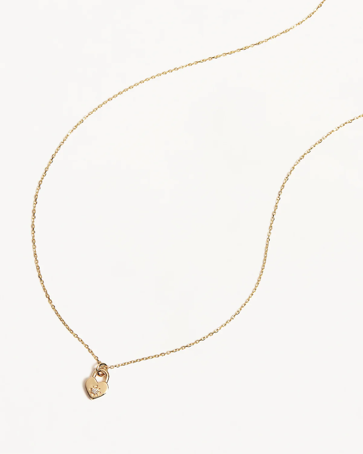 9k Solid Gold Lab-Grown Diamond Lotus Heart Padlock Necklace