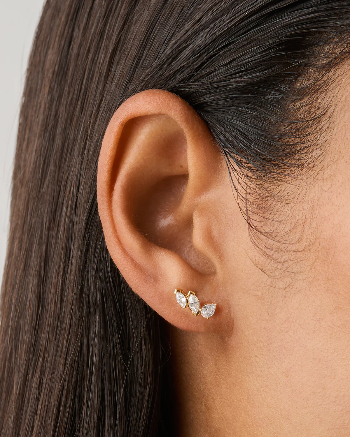 14k Solid Gold Petal by Petal Lab-Grown Diamond Earring - Left