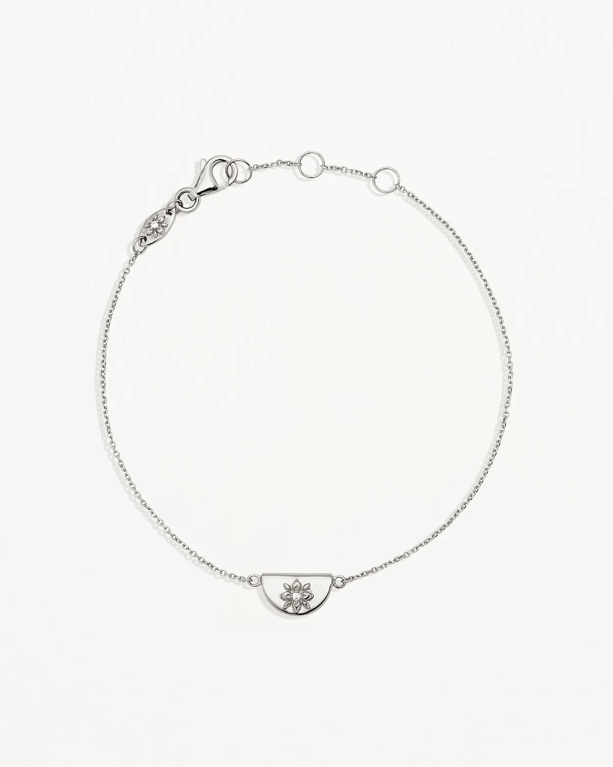 9k Solid White Gold Lotus Bracelet
