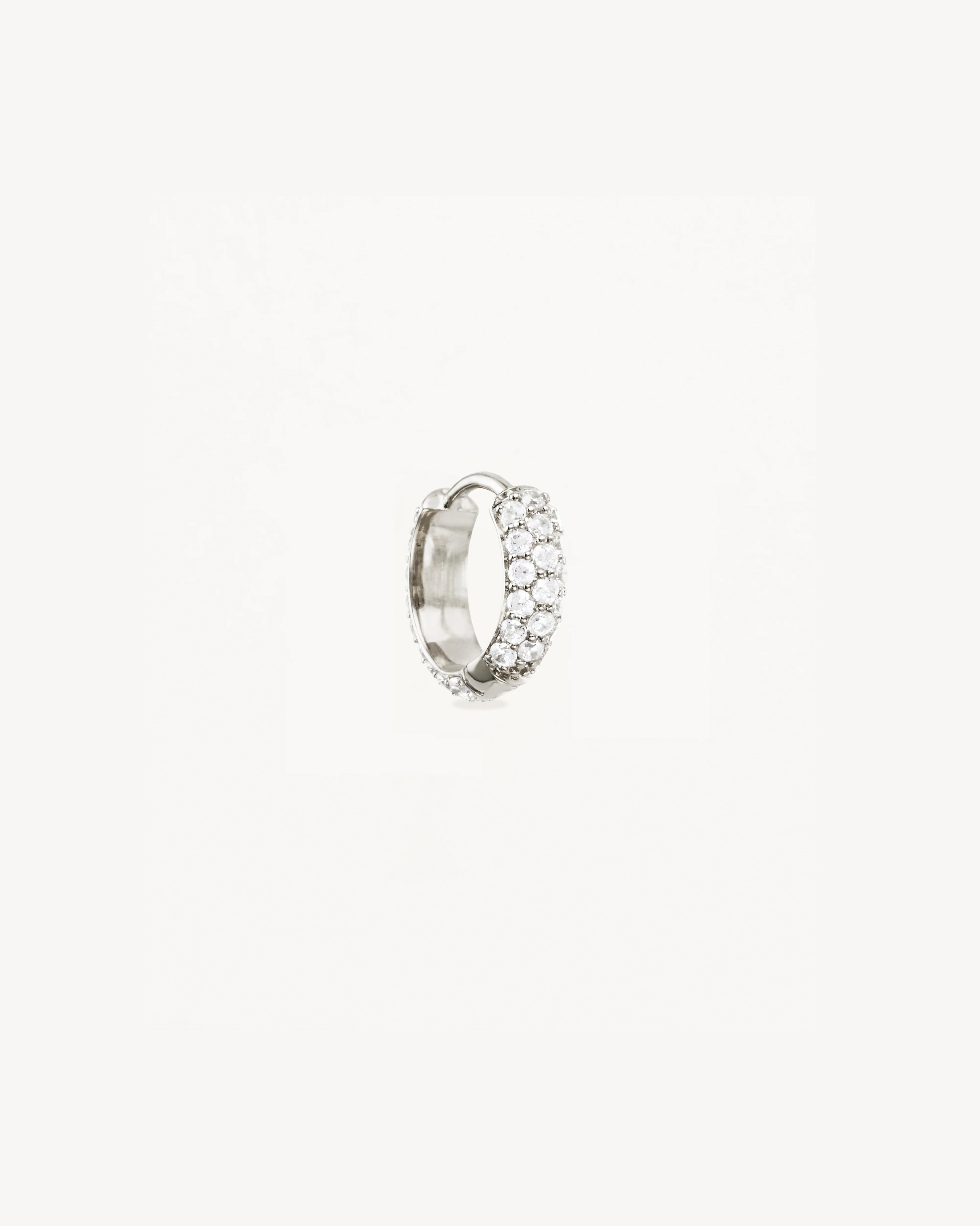 14k Solid White Gold Light Catcher Lab-Grown Diamond Hoop