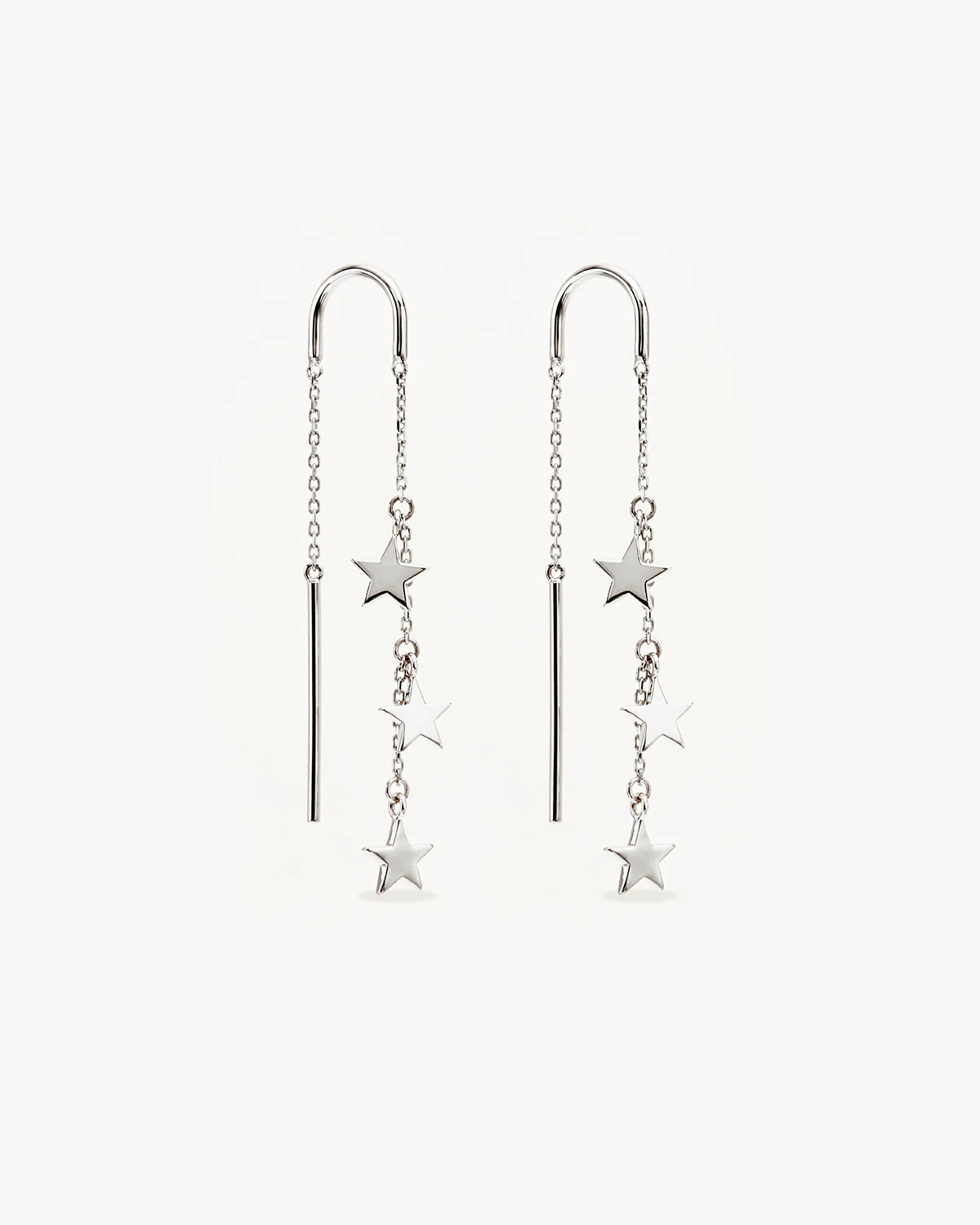 Sterling Silver Star Bright Thread Earrings