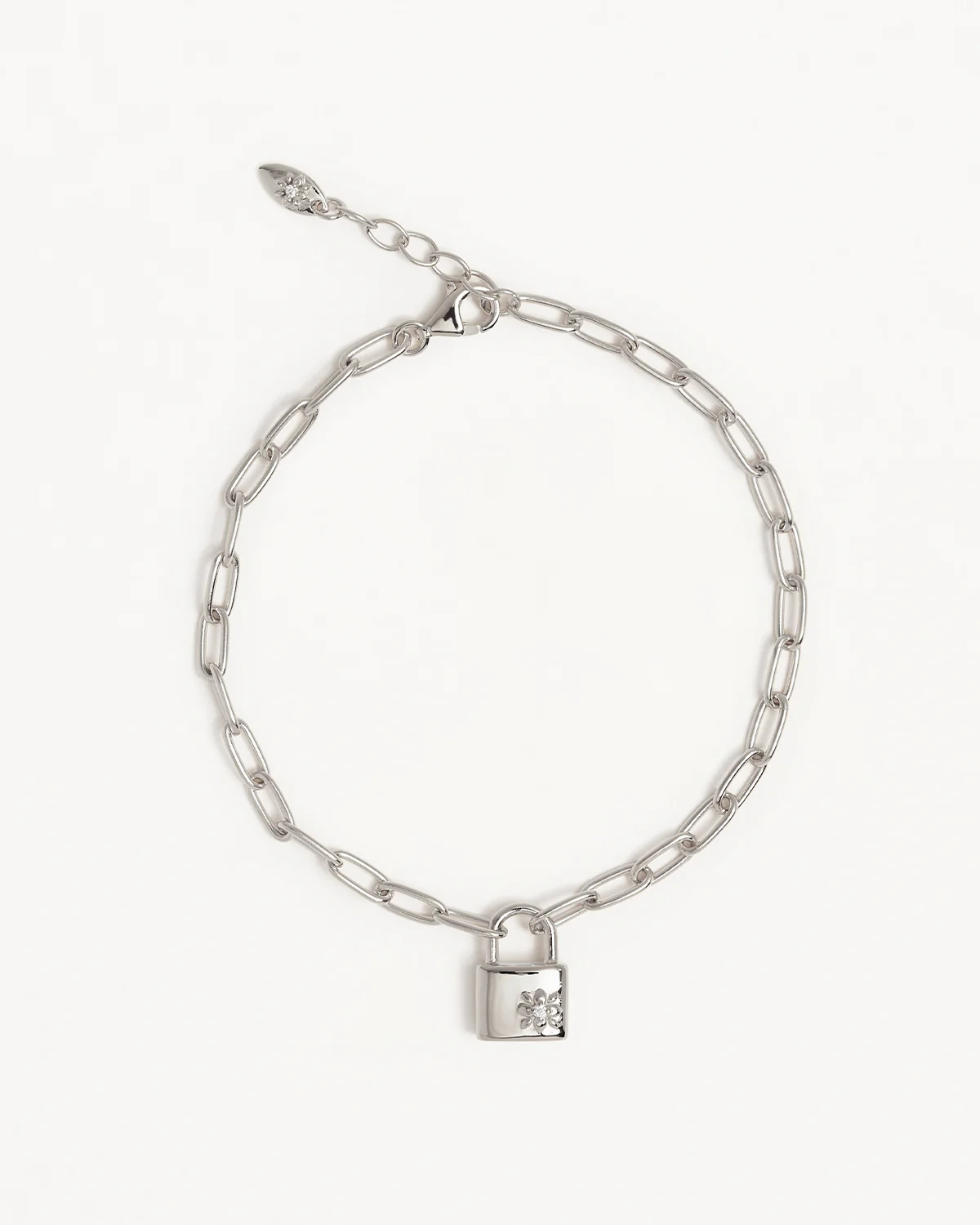 Sterling Silver Promise of Us Lotus Padlock Bracelet