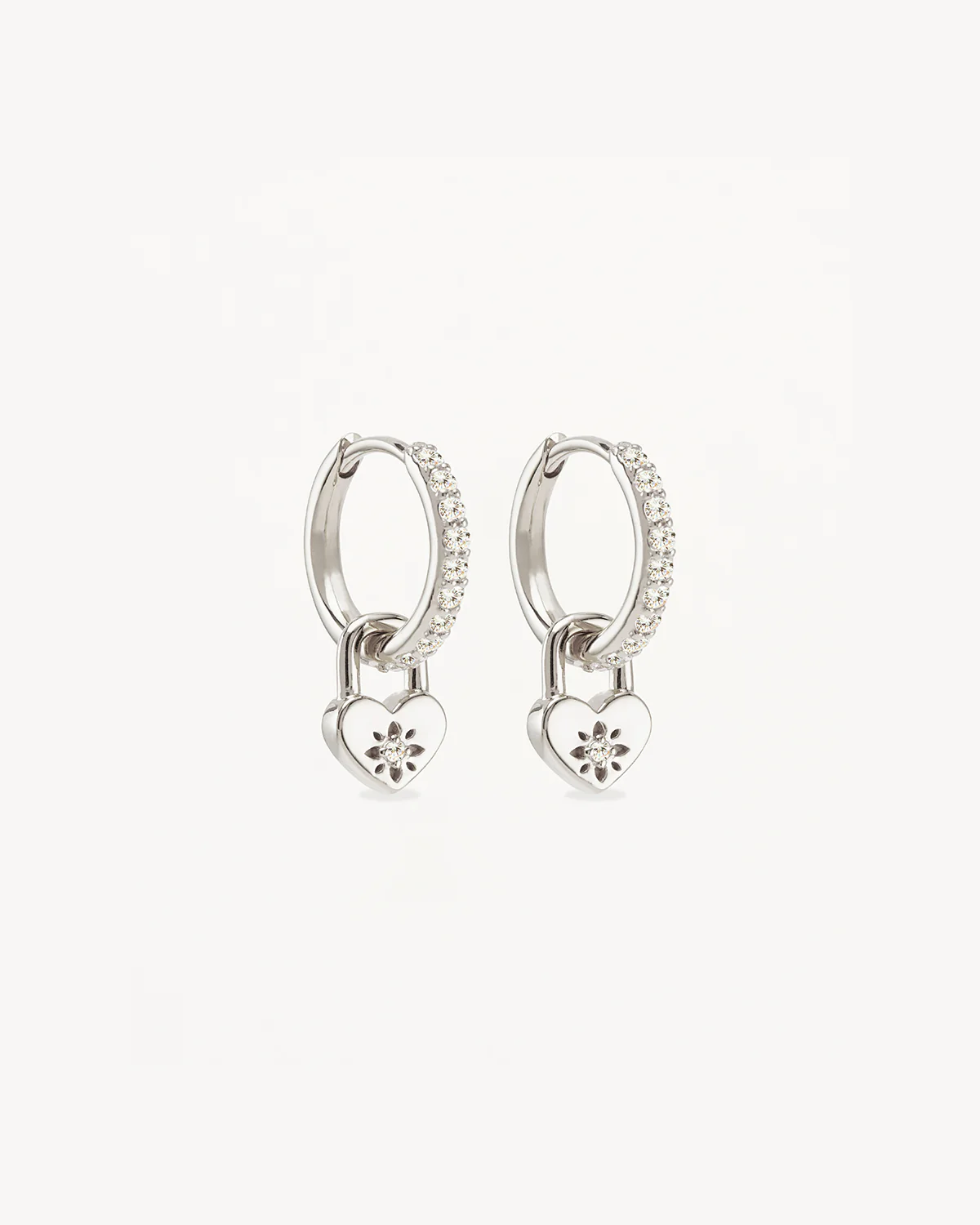 Sterling Silver Love Unlocked Padlock Hoops