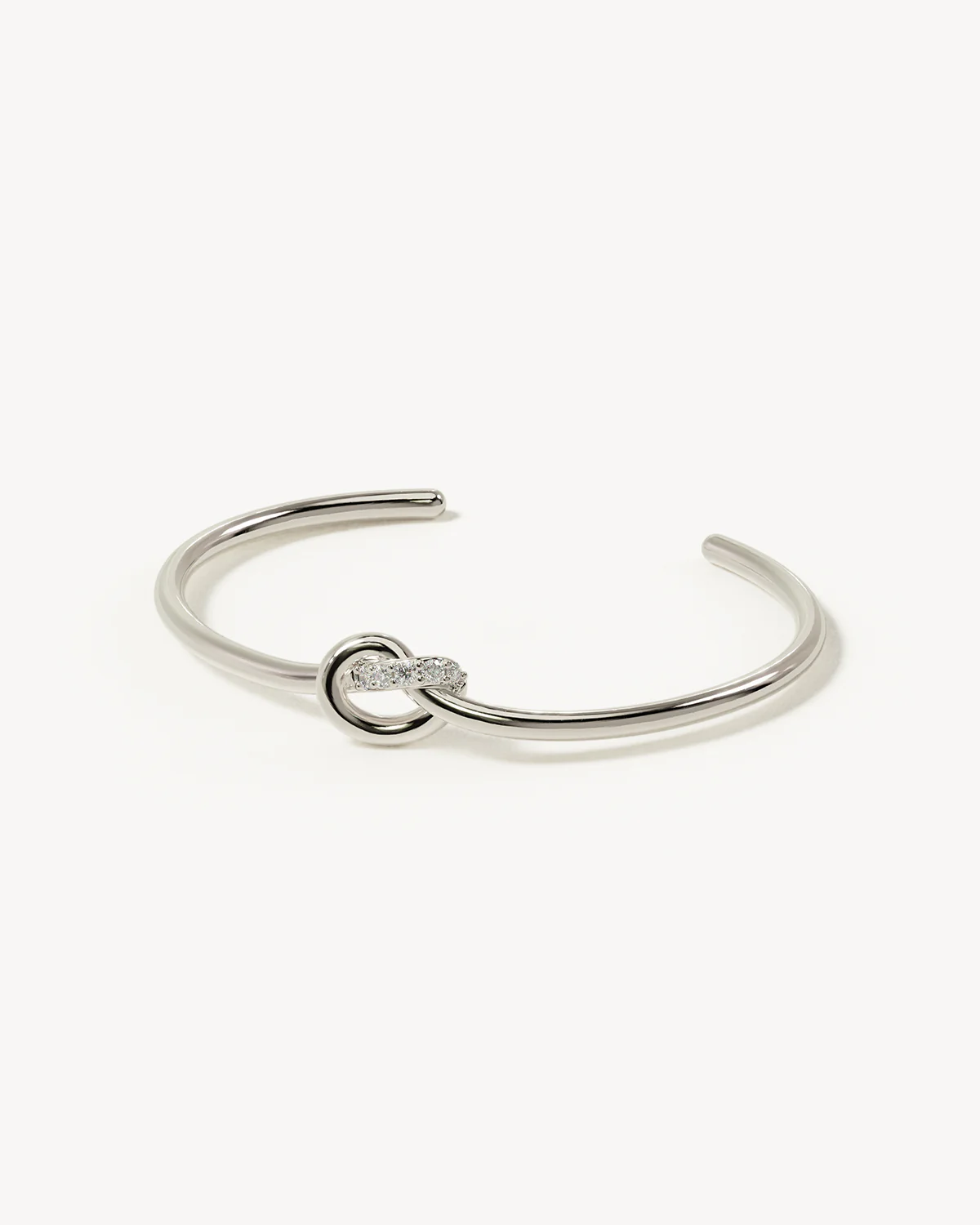 Sterling Silver Love Knot Lab-Grown Diamond Cuff