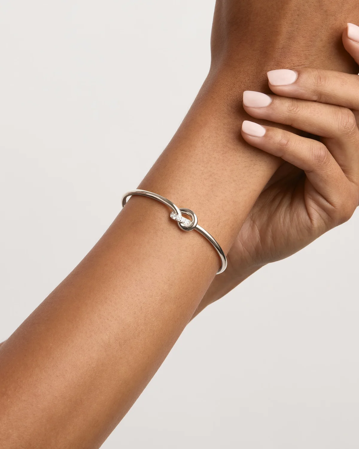 Sterling Silver Love Knot Lab-Grown Diamond Cuff