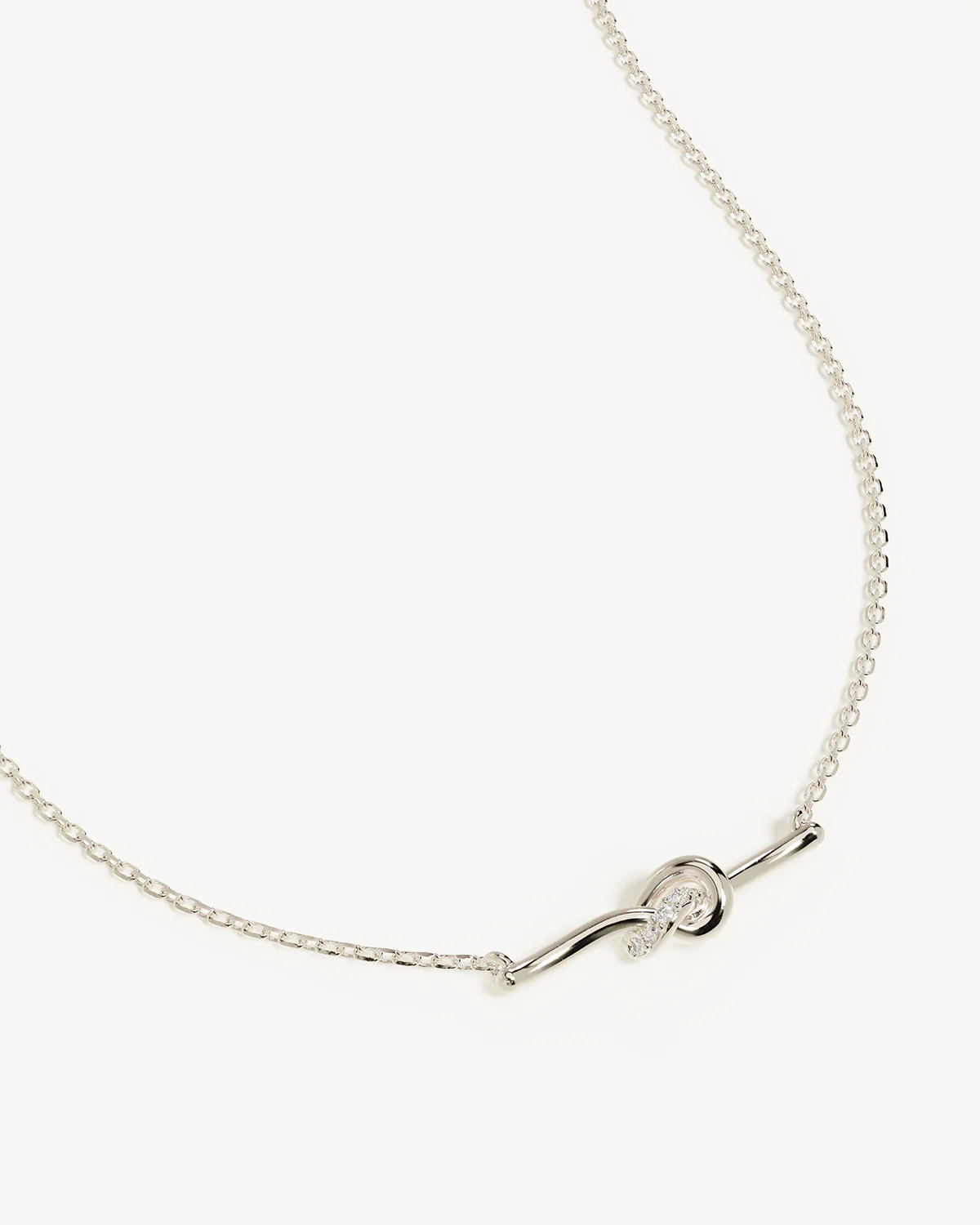 Sterling Silver Love Knot Lab-Grown Diamond Necklace