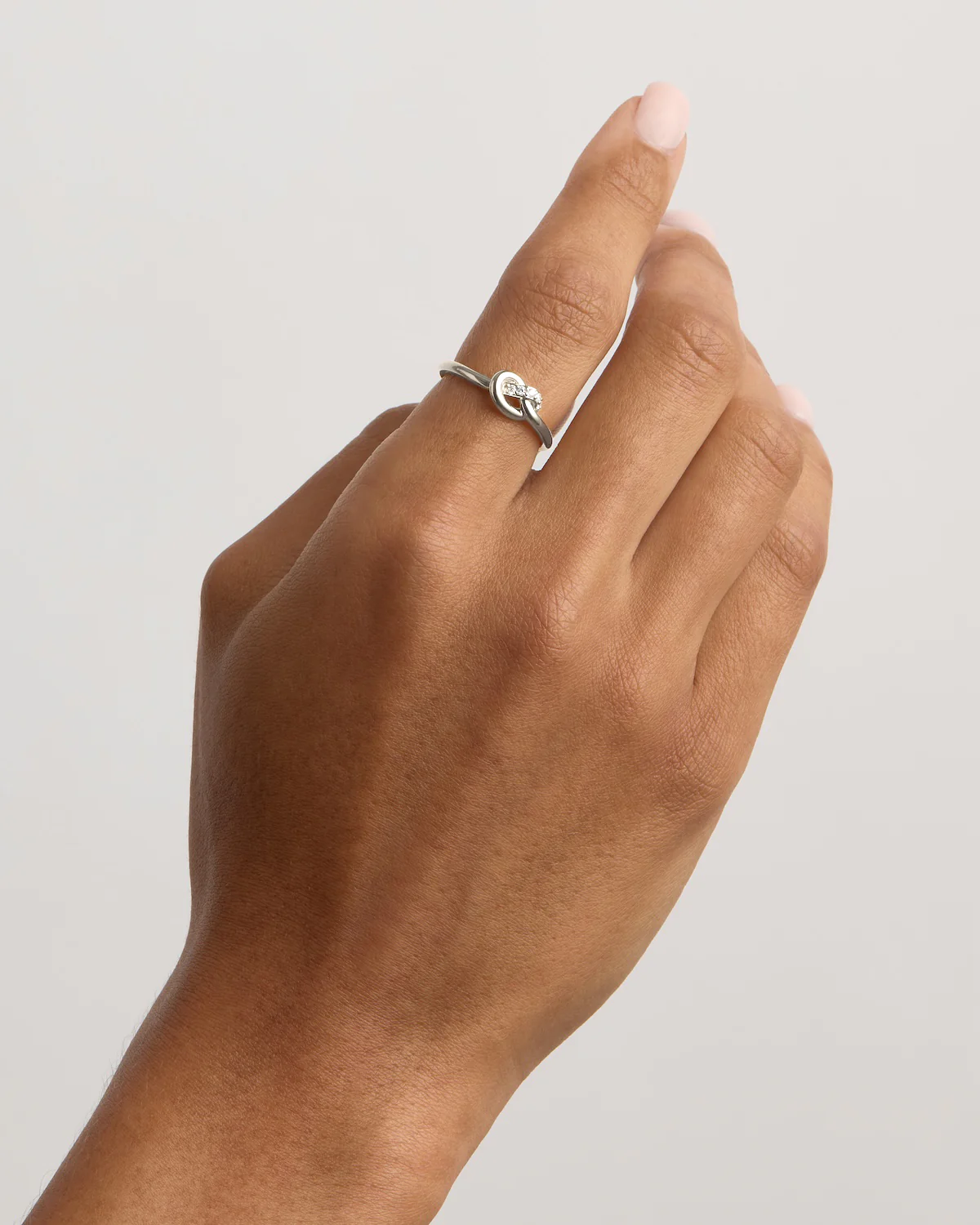 Sterling Silver Love Knot Lab-Grown Diamond Ring