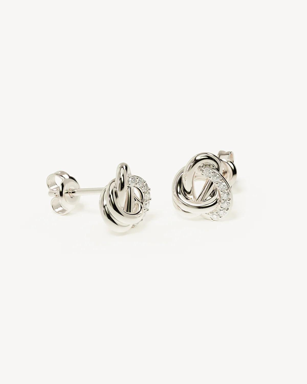 Sterling Silver Endless Knot Lab-Grown Diamond Earrings