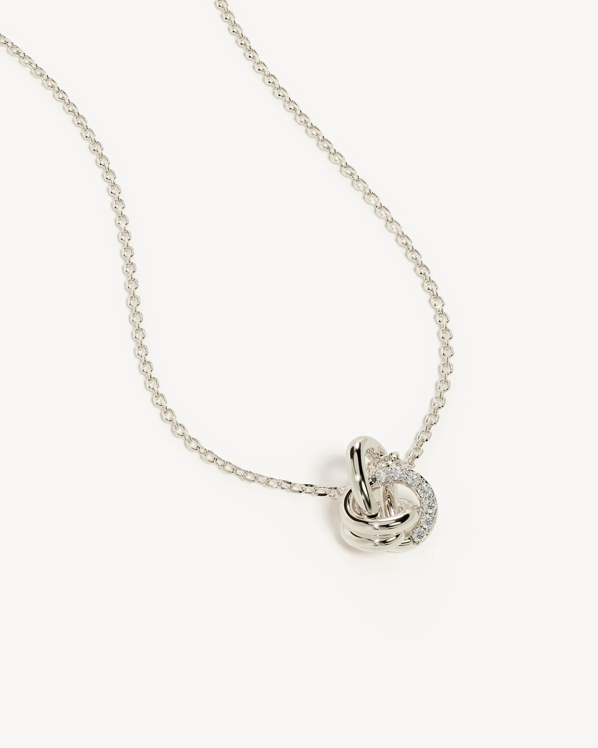 Sterling Silver Endless Knot Lab-Grown Diamond Necklace