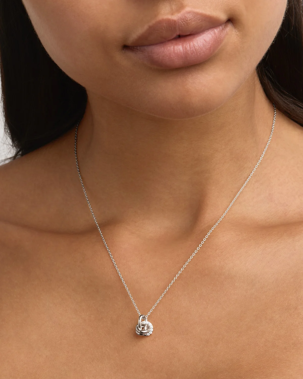 Sterling Silver Endless Knot Lab-Grown Diamond Necklace