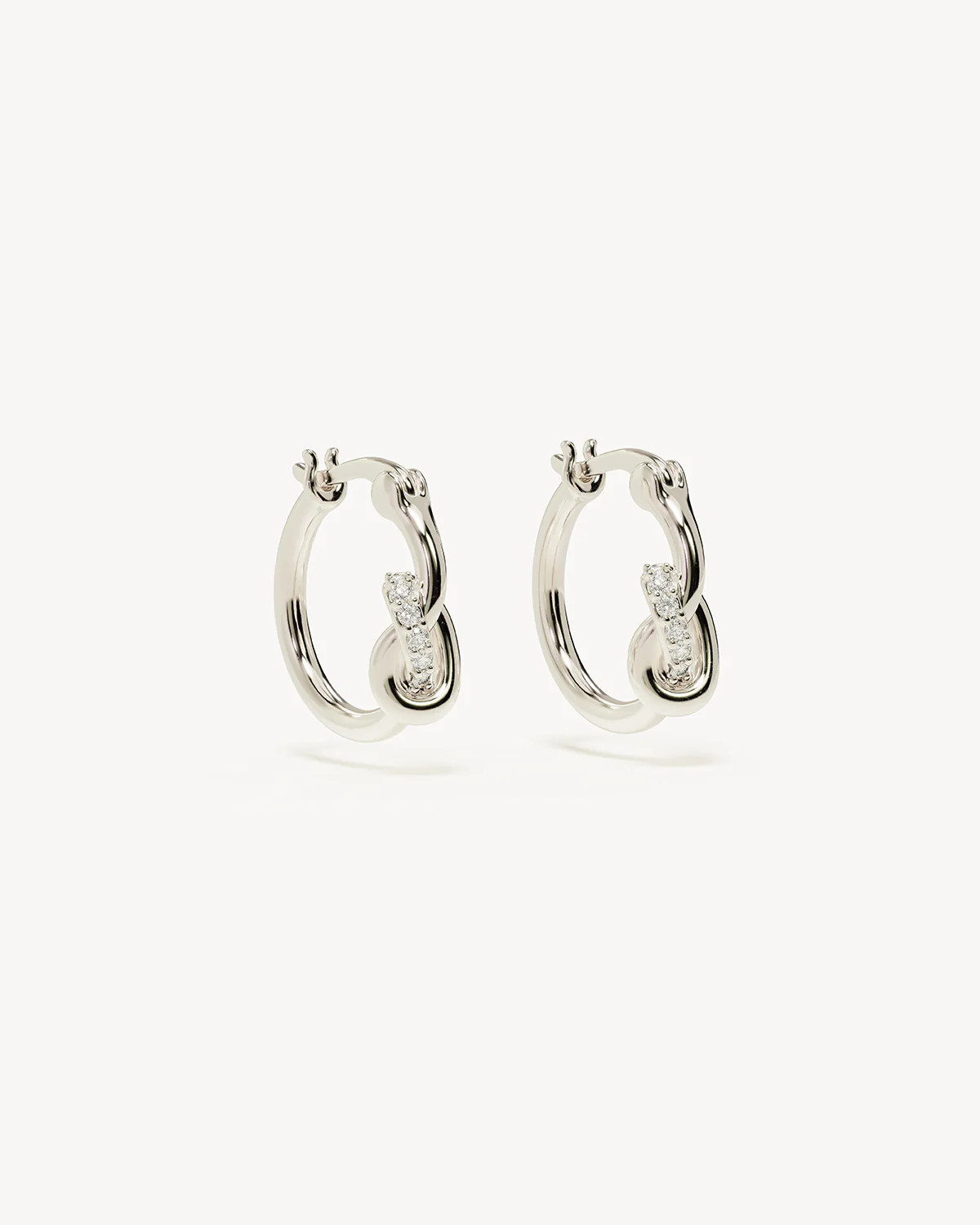 Sterling Silver Love Knot Lab-Grown Diamond Hoops