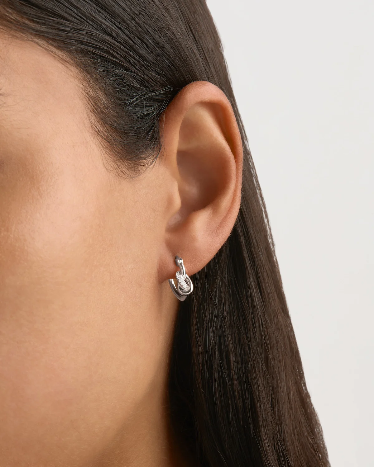 Sterling Silver Love Knot Lab-Grown Diamond Hoops