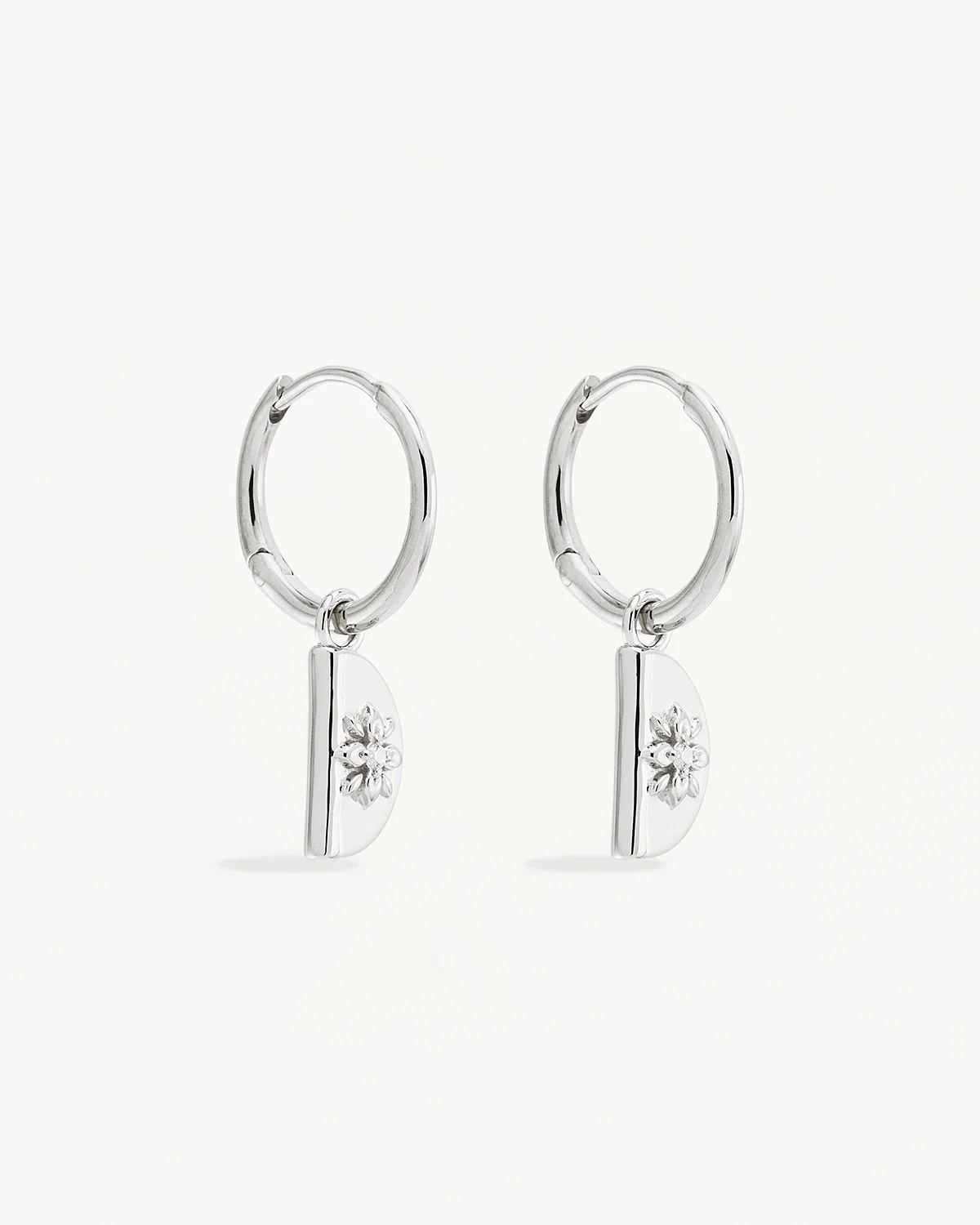 Sterling Silver Lotus Hoops