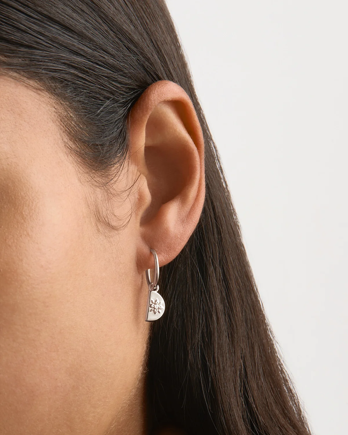 Sterling Silver Lotus Hoops