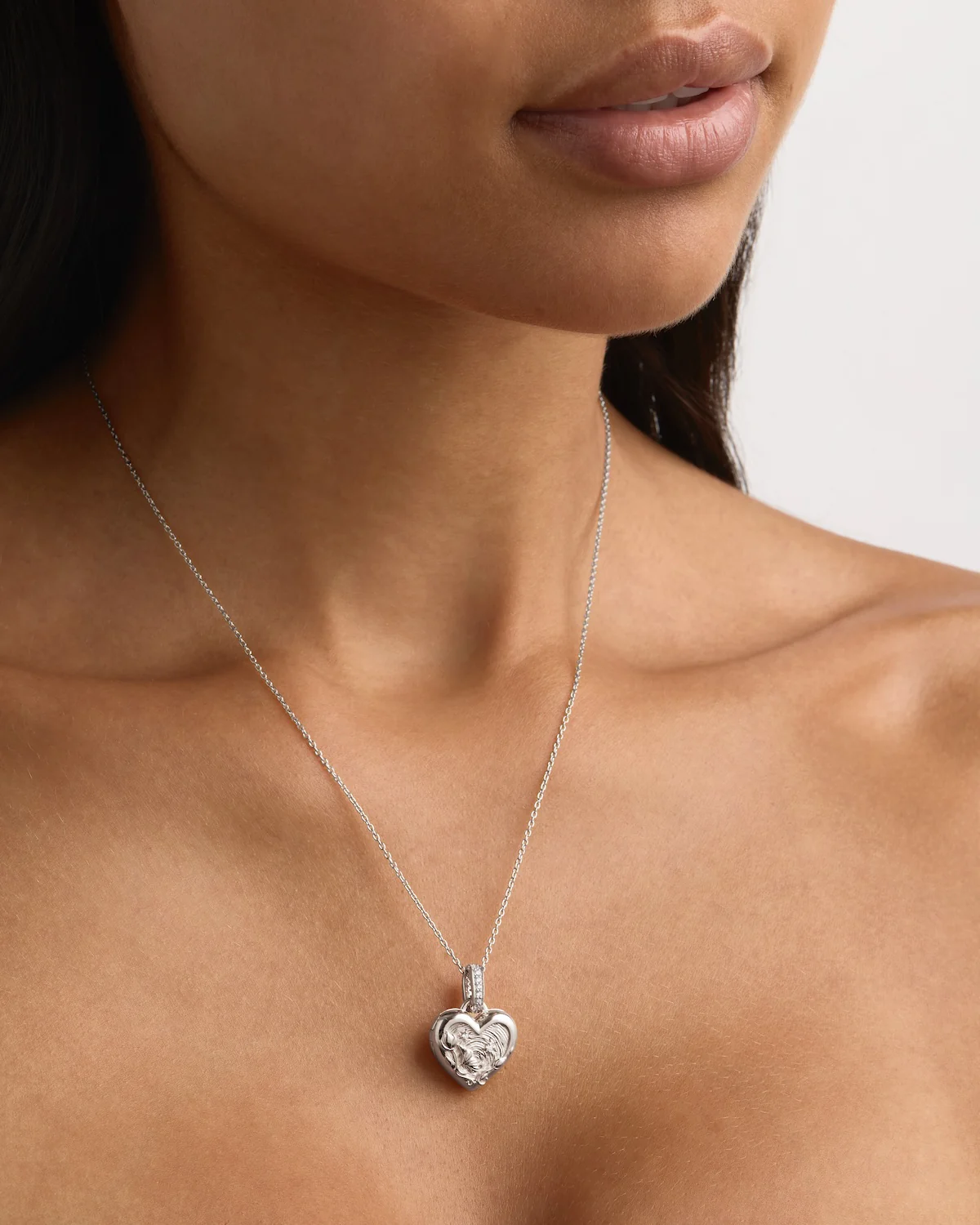 Sterling Silver Blooming Together Small Heart Locket Pendant