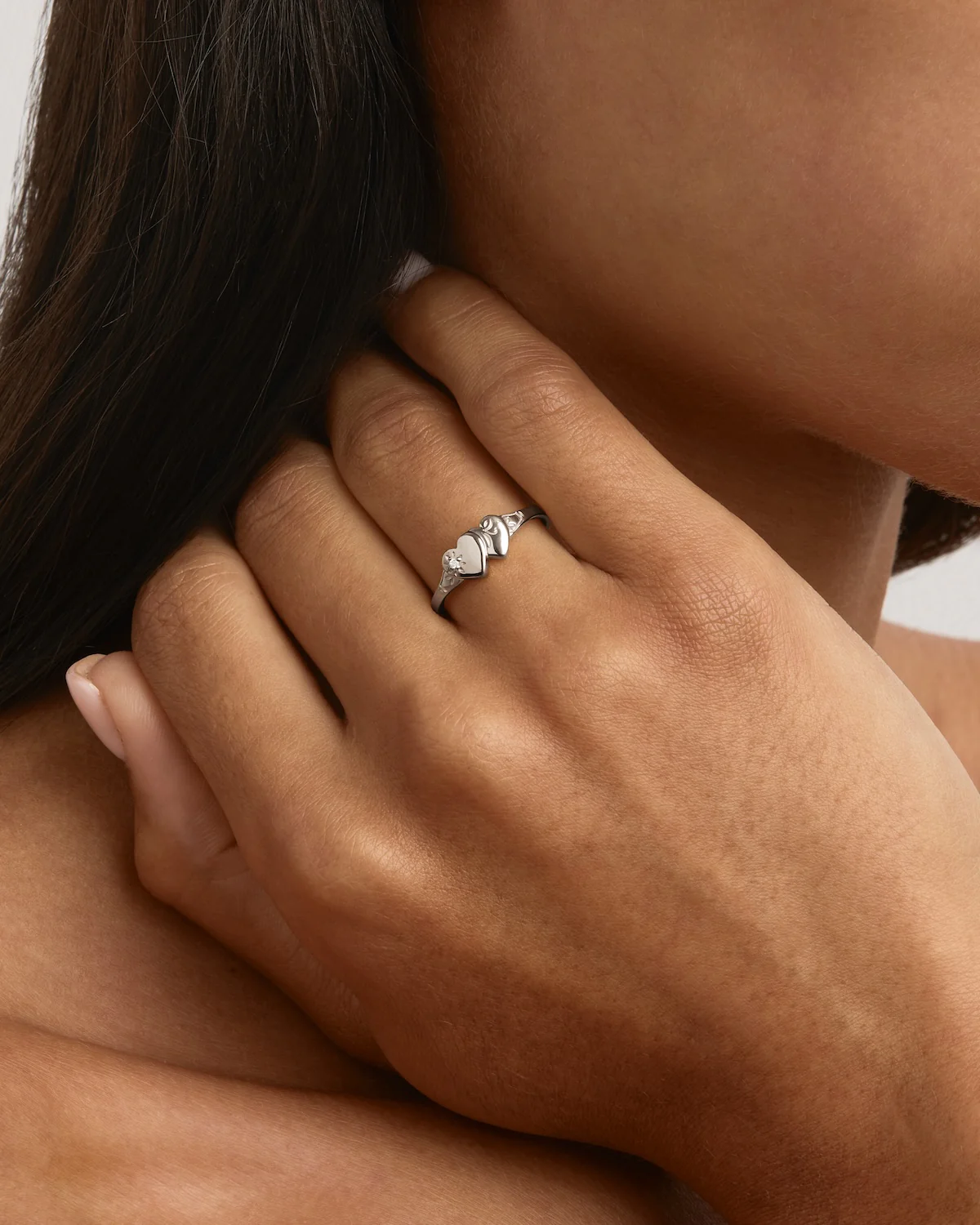 Sterling Silver Forever Intertwined Heart Signet Ring