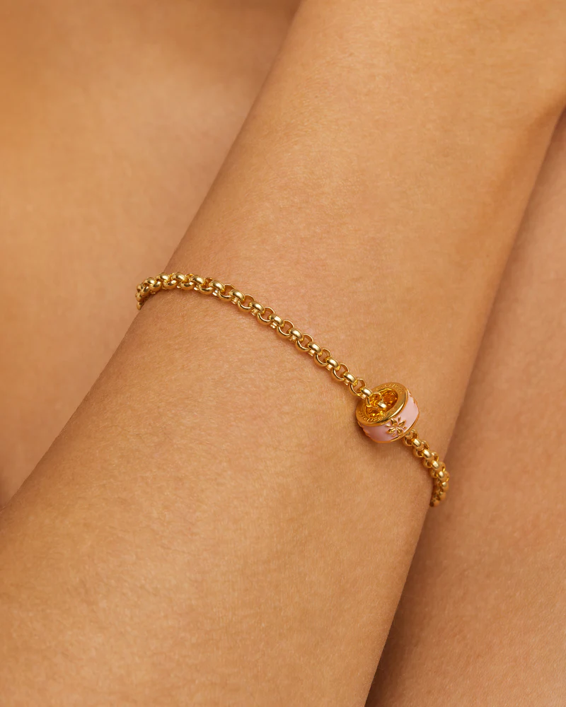 18k Gold Vermeil Born to Bloom Enamel Petal - Rose Quartz