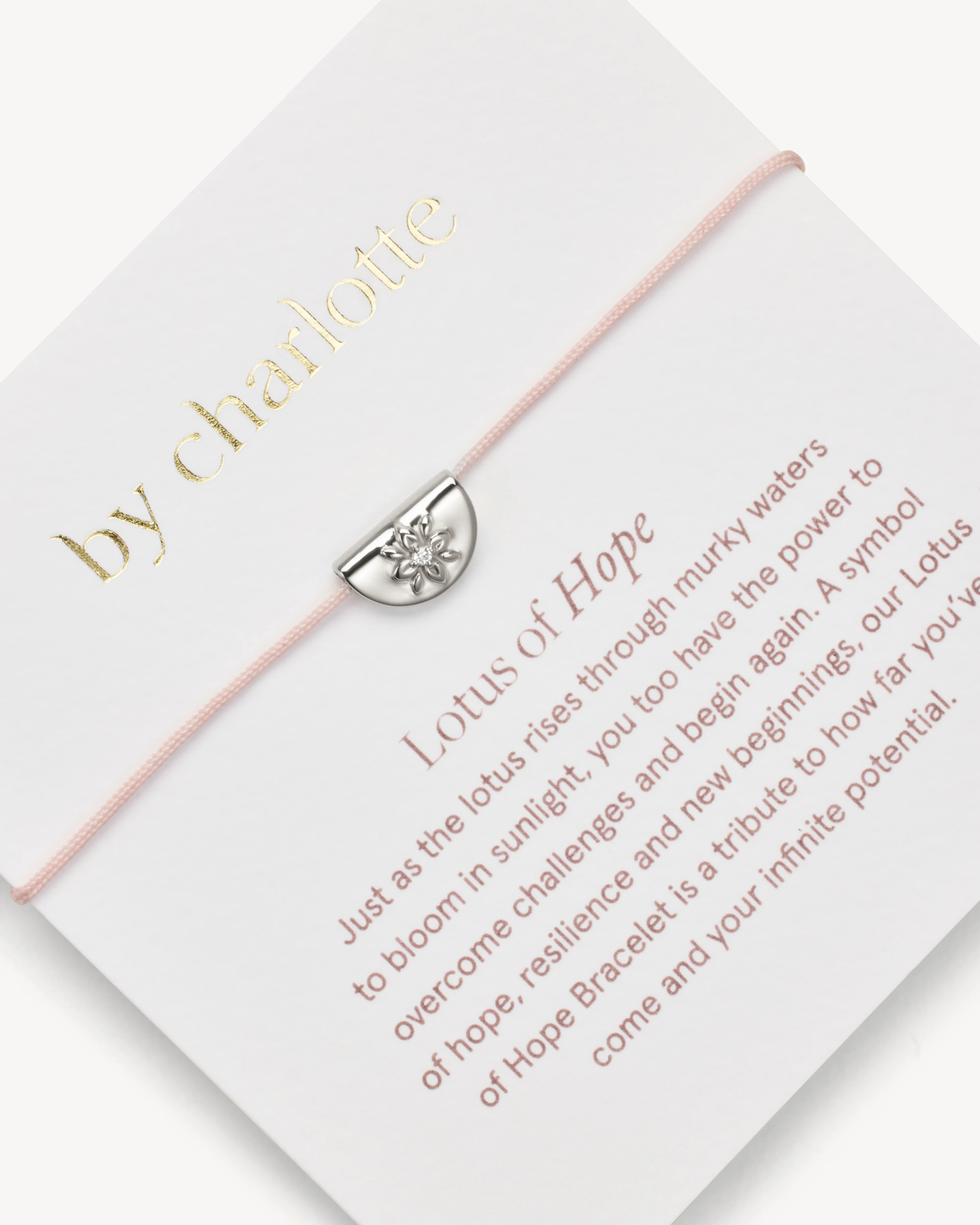 Sterling Silver Lotus of Hope Cord Bracelet - Rose Quartz